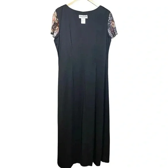 VGT RONNIE NICOLE by Ouida Dress Maxi Black Net Overlay Fairygoth Floral Size 16 - Picture 11 of 12